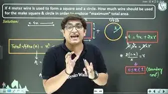 'Video thumbnail for Application of Derivative (AOD) by Sachin Sir physics Wallah class 12th Arjun L10#physicswallah #1k'
