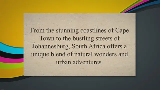 'Video thumbnail for Unveiling South Africa: A Journey through Vibrant Cities and Cultural Treasures'