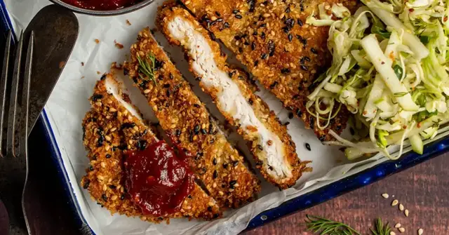 'Video thumbnail for Seeded chicken schnitzel'