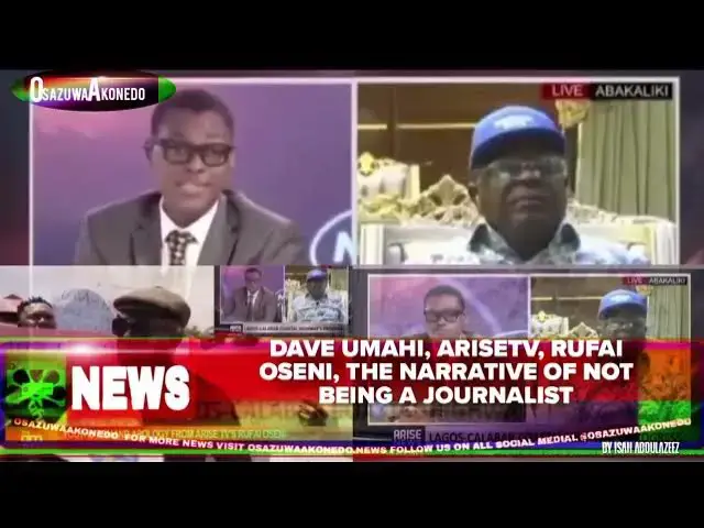 Video thumbnail for Dave Umahi, AriseTV, Rufai Oseni, The Narrative Of Not Being A Journalist