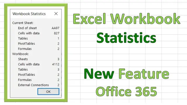 Video thumbnail for New Excel 365 Feature - Workbook Statistics.