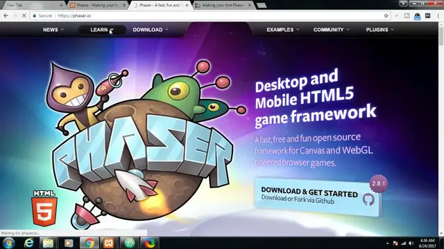 Video thumbnail for create a game in phaser