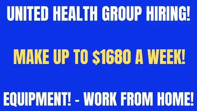 Video thumbnail for United Health Group Hiring | Make Up To $1680 A Week | Equipment Provided | Work From Home Job 2022