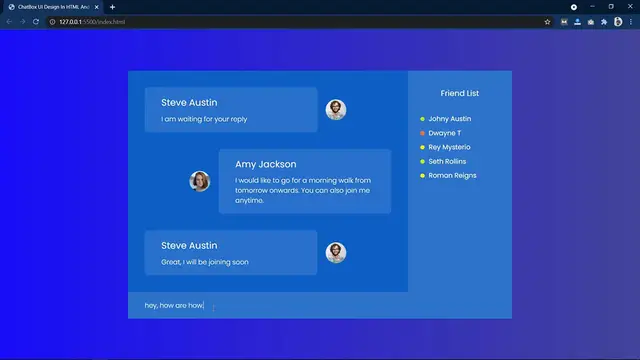 Video thumbnail for How To Make A ChatBox UI Design Using HTML And CSS _ Chat App Design Using HTML & CSS