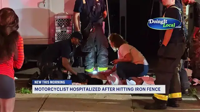 Video thumbnail for Motorcyclist seriously injured after crashing into iron fence in Bridgeport
