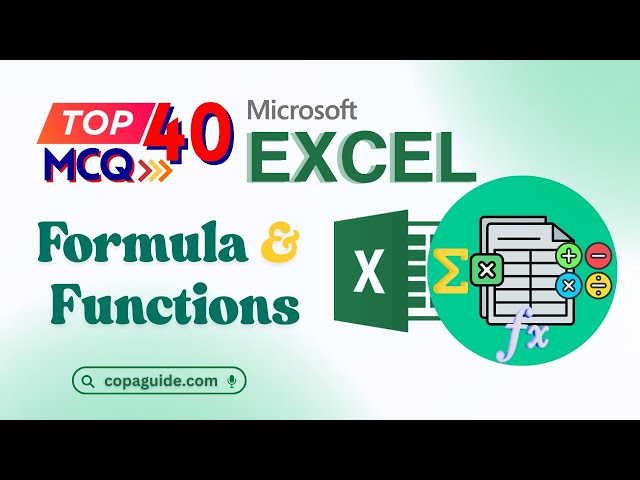 Video thumbnail for 🚀 Top 40 #MCQs on #Formula and #Functions in #Excel 𝄜 with  explanation💡in Hindi for Exams 🎯 #quiz