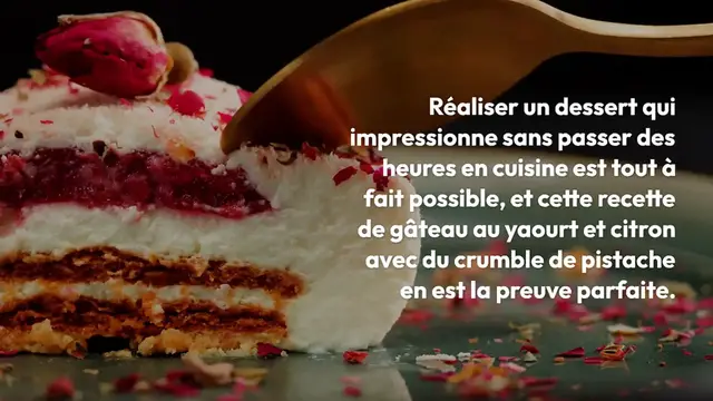 Video thumbnail for Gâteau au Yaourt et Citron avec Crumble de Pistache
