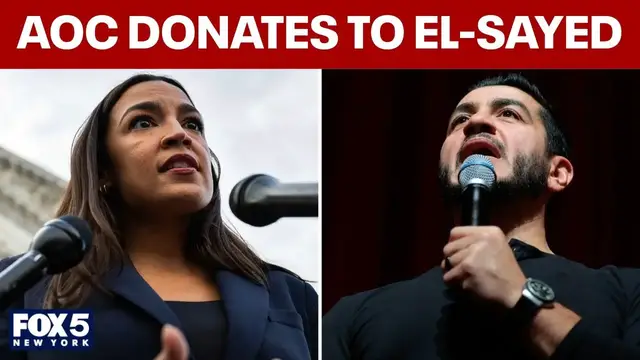 Video thumbnail for AOC donates $1M to Michigan candidate El-Sayed