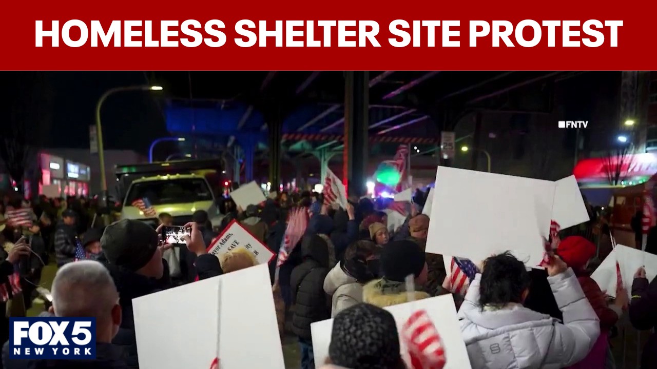 Video thumbnail for Hundreds protest NYC homeless shelter site