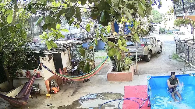 Video thumbnail for Mango surprises man after falling into pool in La Unión, El Salvador