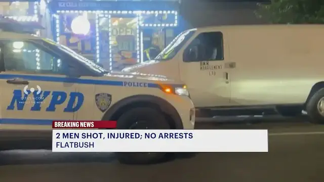 Video thumbnail for Two men shot in Flatbush; police searching for three men