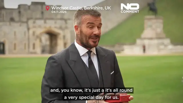 'Video thumbnail for David Beckham receives knighthood from King Charles III'
