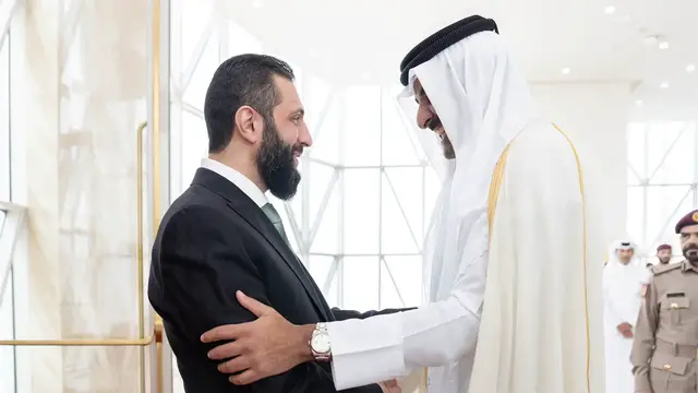 'Video thumbnail for Syria’s al-Sharaa meets with Qatar’s Emir in Doha'