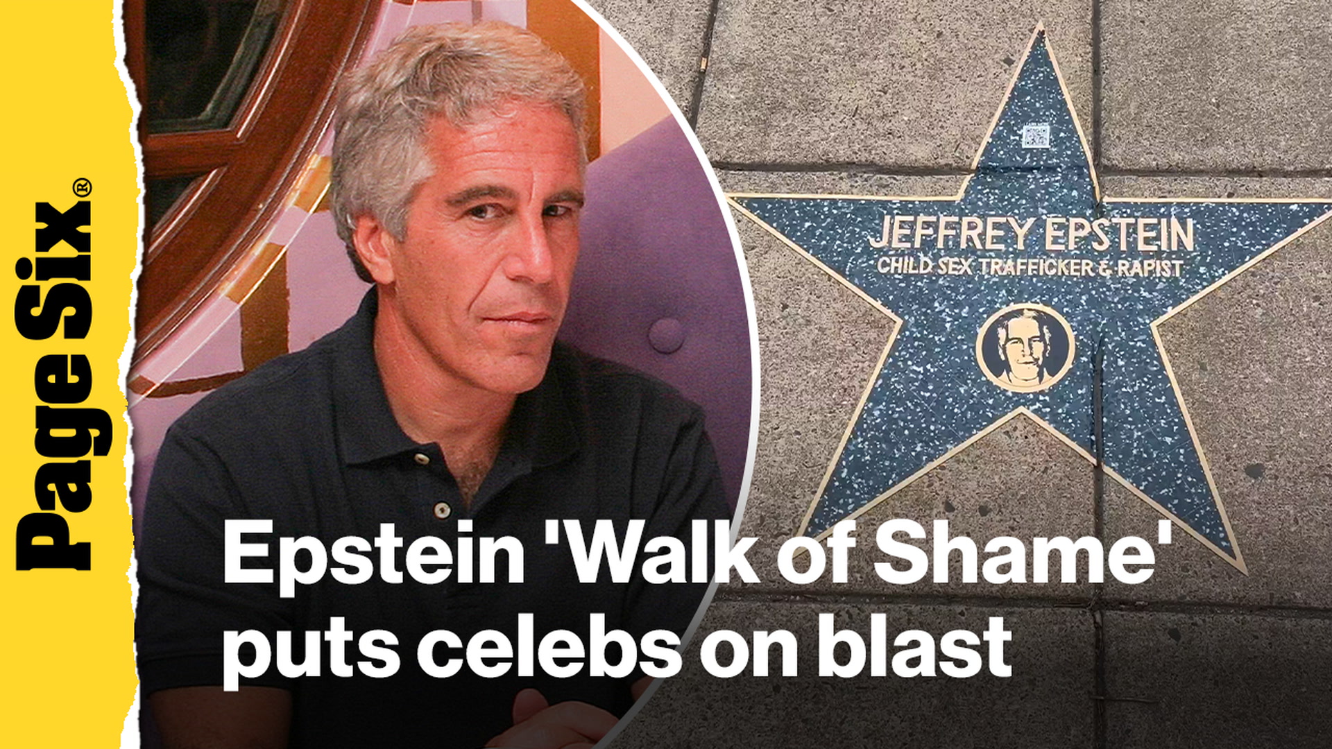 Video thumbnail for Jeffrey Epstein-themed 'Walk of Shame' installation in Washington, DC includes Bill Gates, Prince Andrew, more