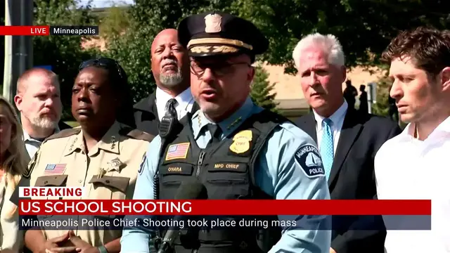 'Video thumbnail for Minneapolis school shooting: Police chief provides timeline of events after deaths of two children'