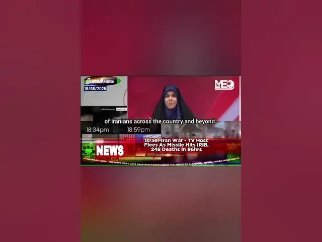 Video thumbnail for Israel-Iran War - TV Host Flees As Missile Hits IRIB, 248 Deaths In 96hrs