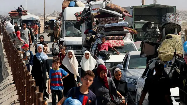 'Video thumbnail for Palestinians flee northern Gaza again, with nowhere safe to go as Israeli strikes intensify'