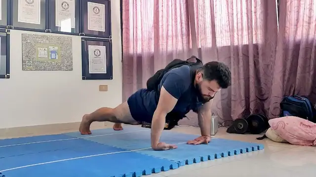 'Video thumbnail for Most back of hand push ups with a 20lb pack in one minute - 83 by Mohammad Abdl Kader Feido'