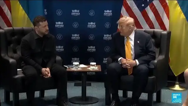 Video thumbnail for Trump says the U.S. will give license to Ukraine to produce Patriot defense systems