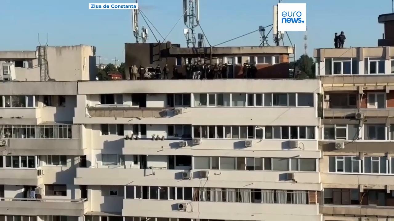 Video thumbnail for Moment Russian drone hits apartment block in Romania