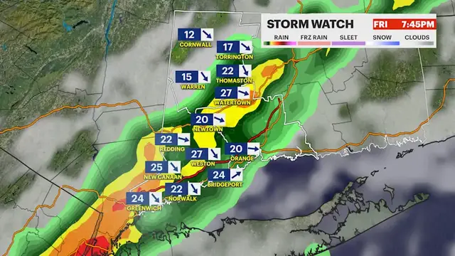 Video thumbnail for STORM WATCH: Gusty thunderstorms Friday lead to significant weekend temperature plunge in western Connecticut