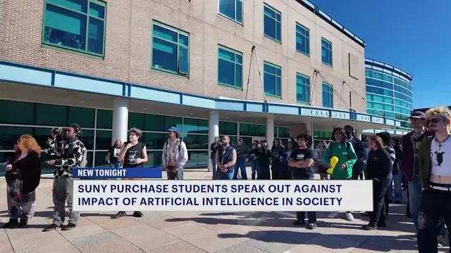 Video thumbnail for Students across New York join nationwide ‘AI freeze’ walkout