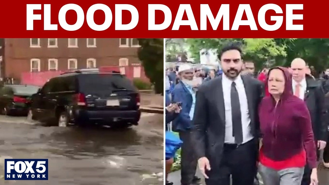 Video thumbnail for Mamdani surveys flood damage in Queens