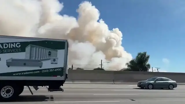 Video thumbnail for US: Emergency Declared as Boyle Heights Fire Continues to Burn in Los Angeles 3.