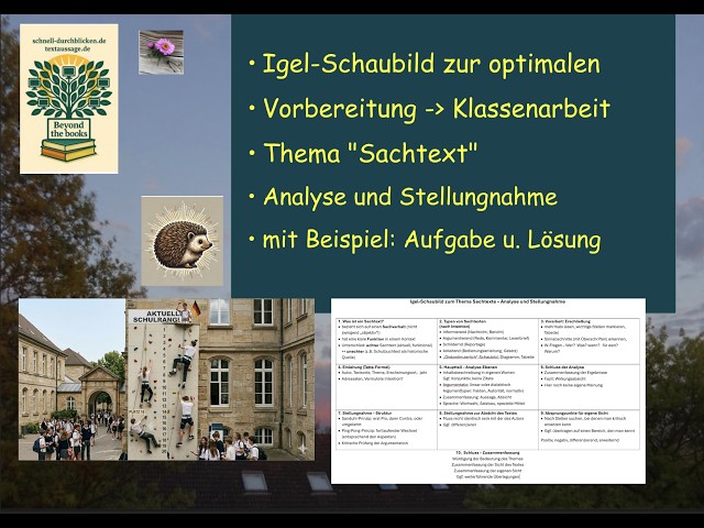 Video thumbnail for Sachtext - schriftliche Arbeit: Mit Igel-Schaubild gerüstet für alle 10 Schritte - mit Beispieltext