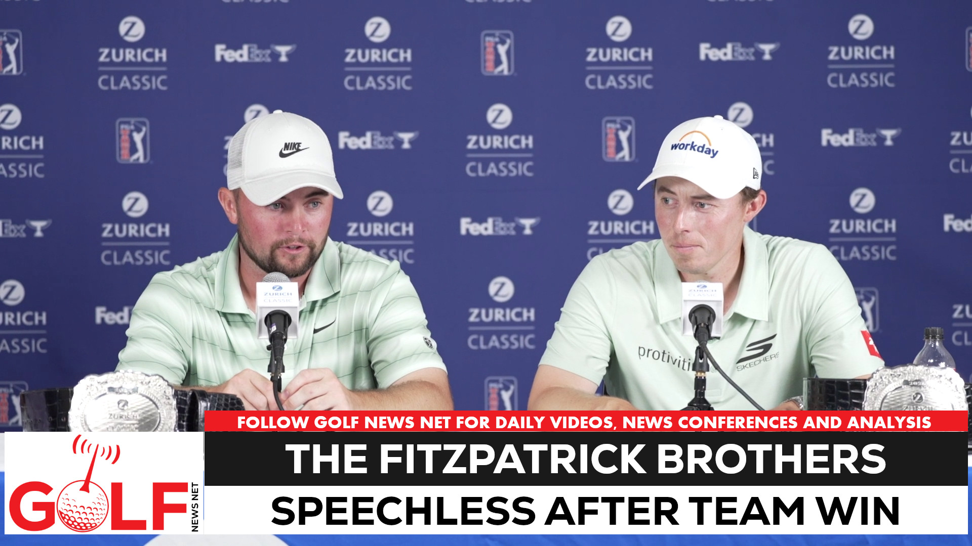 Video thumbnail for Matt and Alex Fitzpatrick thrilled, speechless after Zurich Classic win
