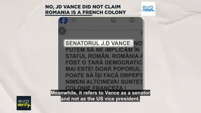'Video thumbnail for No, JD Vance did not say Romania is a French colony'