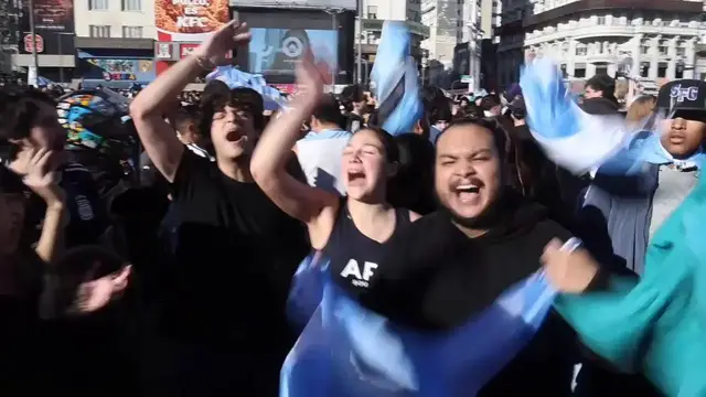 Video thumbnail for Argentina: Thousands of Argentina fans take to Buenos Aires streets after World Cup victory over Egypt.