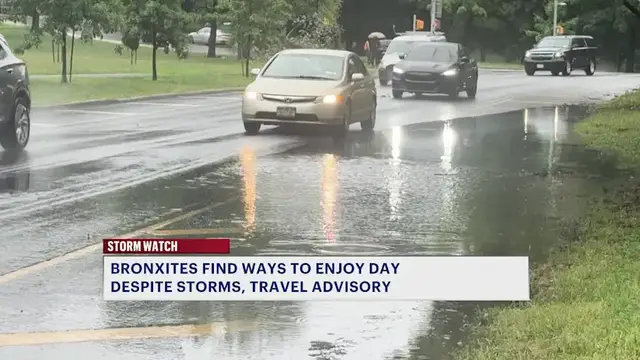 Video thumbnail for NYC officials advise against travel as some streets flooded across The Bronx