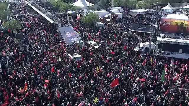 Video thumbnail for Iran: Body of Iran’s former Supreme Leader Khamenei carried in Tehran funeral procession.