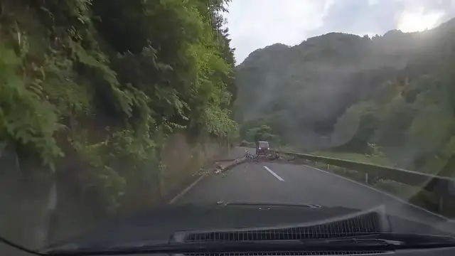 Video thumbnail for Japan: Dashcam Captures Moment Tree Crashes Down in Front of Moving Car.