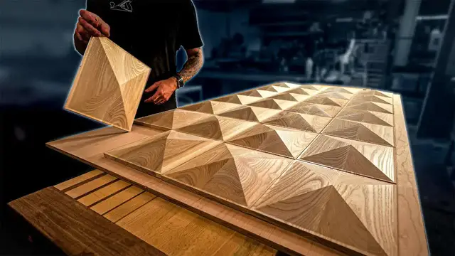 Video thumbnail for sawyer design: geometric origami bed build: brutalist woodworking project
