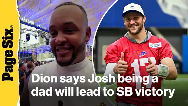 Video thumbnail for Buffalo Bills player Dion Dawkins reveals how Josh Allen's new role as dad will bring team to Super Bowl victory