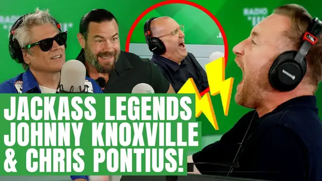 Video thumbnail for Jackass Johnny Knoxville and Chris Pontius deliver shock value with Johnny Vaughan and Toby Tarrant