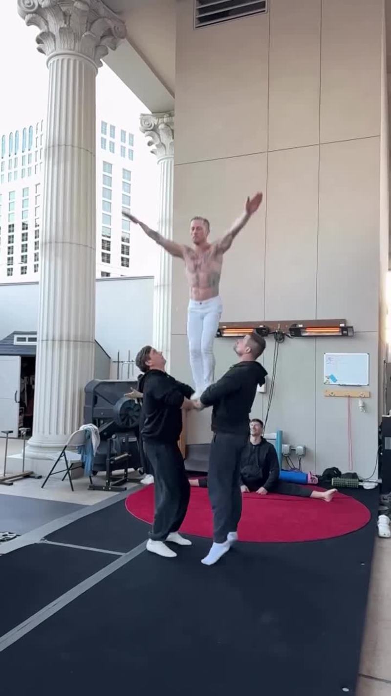 Video thumbnail for Banquine Acrobat Warmup with High Flying Split Jumps