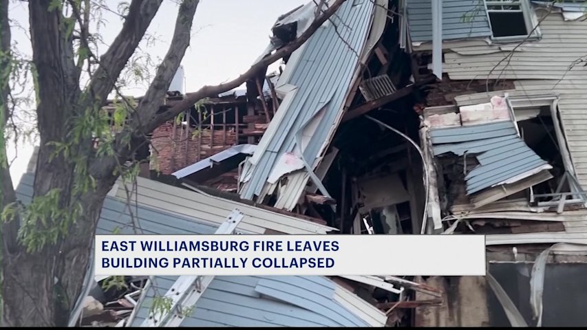 Video thumbnail for 3 firefighters suffer minor injuries after East Williamsburg fire causes partial collapse
