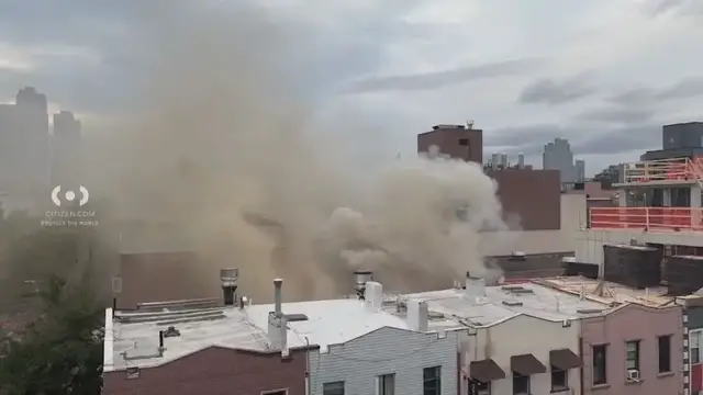 Video thumbnail for 4-alarm blaze rips through Williamsburg restaurant, leads to partial collapse; 6 firefighters hurt