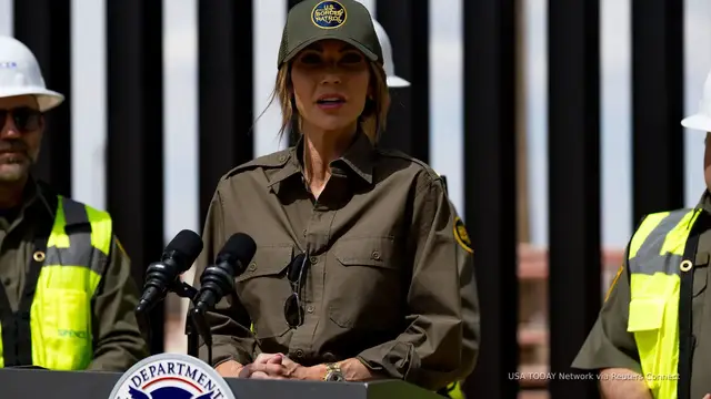'Video thumbnail for Noem orders border wall to be painted black to make it hotter, harder to climb'