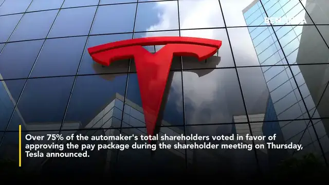 'Video thumbnail for Elon Musk's Trillion-Dollar Pay Package Approved By Tesla Shareholders Amid AI, Robotics Push'