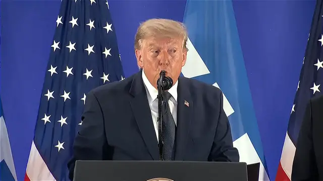 Video thumbnail for Trump jokes that England turned Harry Kane into a ‘defensive player’