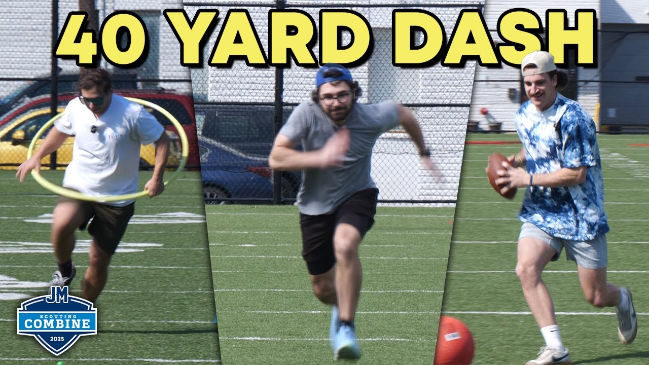 Video thumbnail for Who Can Run The FASTEST 40-Yard Dash?! (Jomboy Media Scouting Combine)