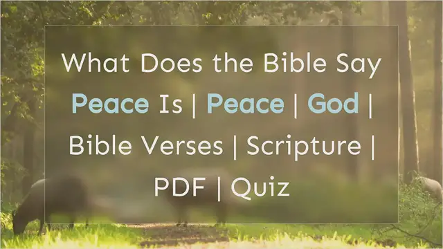 Video thumbnail for What Does the Bible Say Peace is