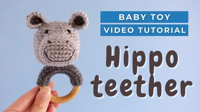 'Video thumbnail for Crochet toys for babies tutorial: How to crochet teething ring, hippo amigurumi'