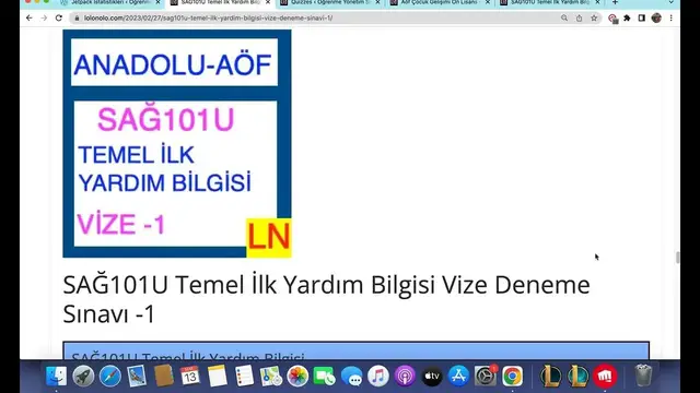 Video thumbnail for SAĞ101U Temel İlk Yardım Bilgisi Vize Deneme Sınavı 1
