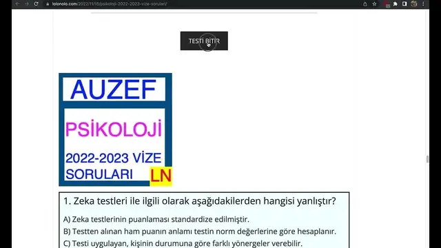 Video thumbnail for Psikoloji 2022-2023 Vize Soruları