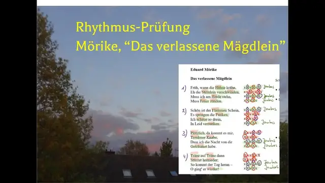 Video thumbnail for Rhythmus-Chaos im Gedicht? Was tun? (Beispiel: Mörike, „Das verlassene Mägdlein“)
